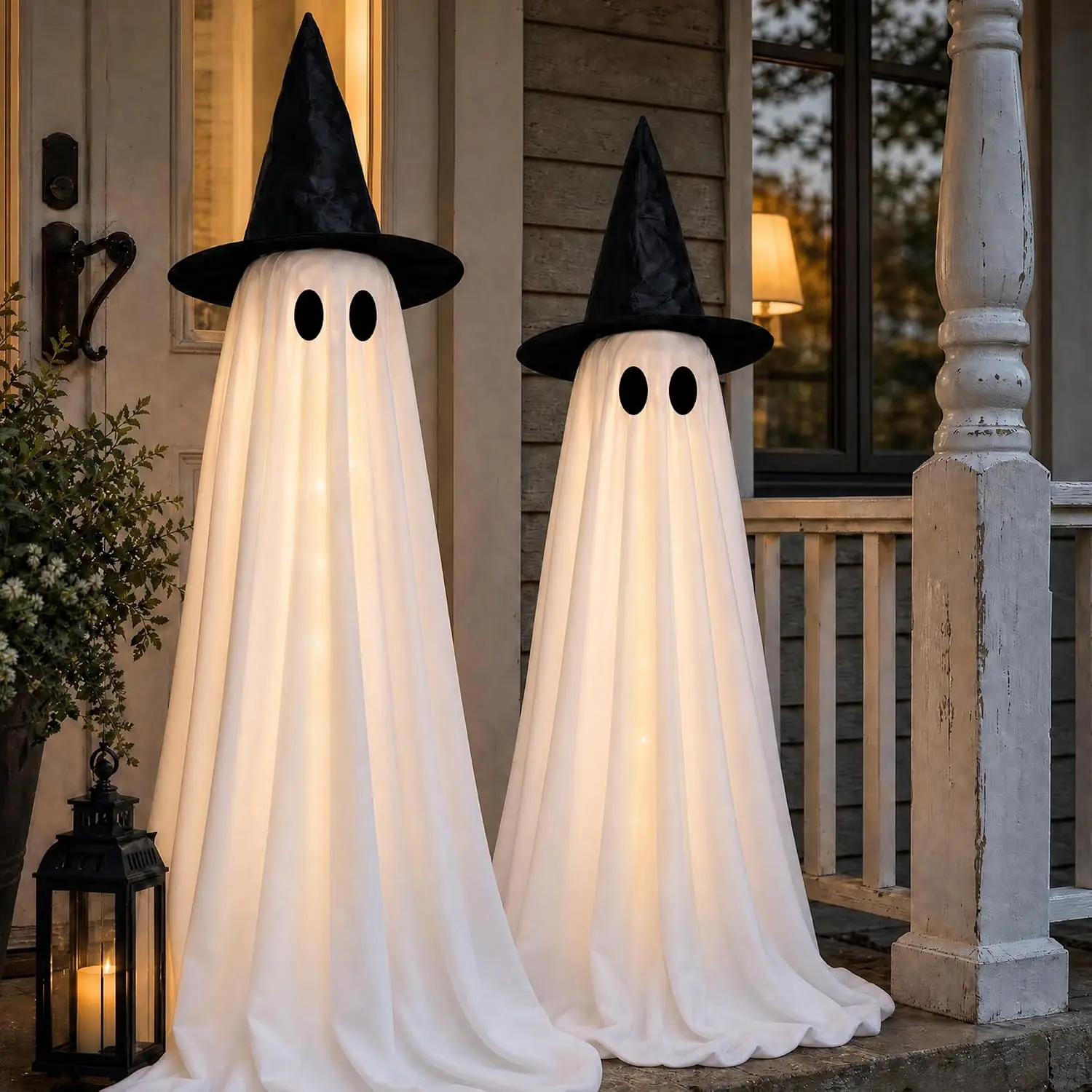 Halloween Decorations Indoor -2 Packs Light Up Ghost-Spooky Ghost Decor with Lights for Porch Home Outdoor Garden Yard Lawn Party Decor