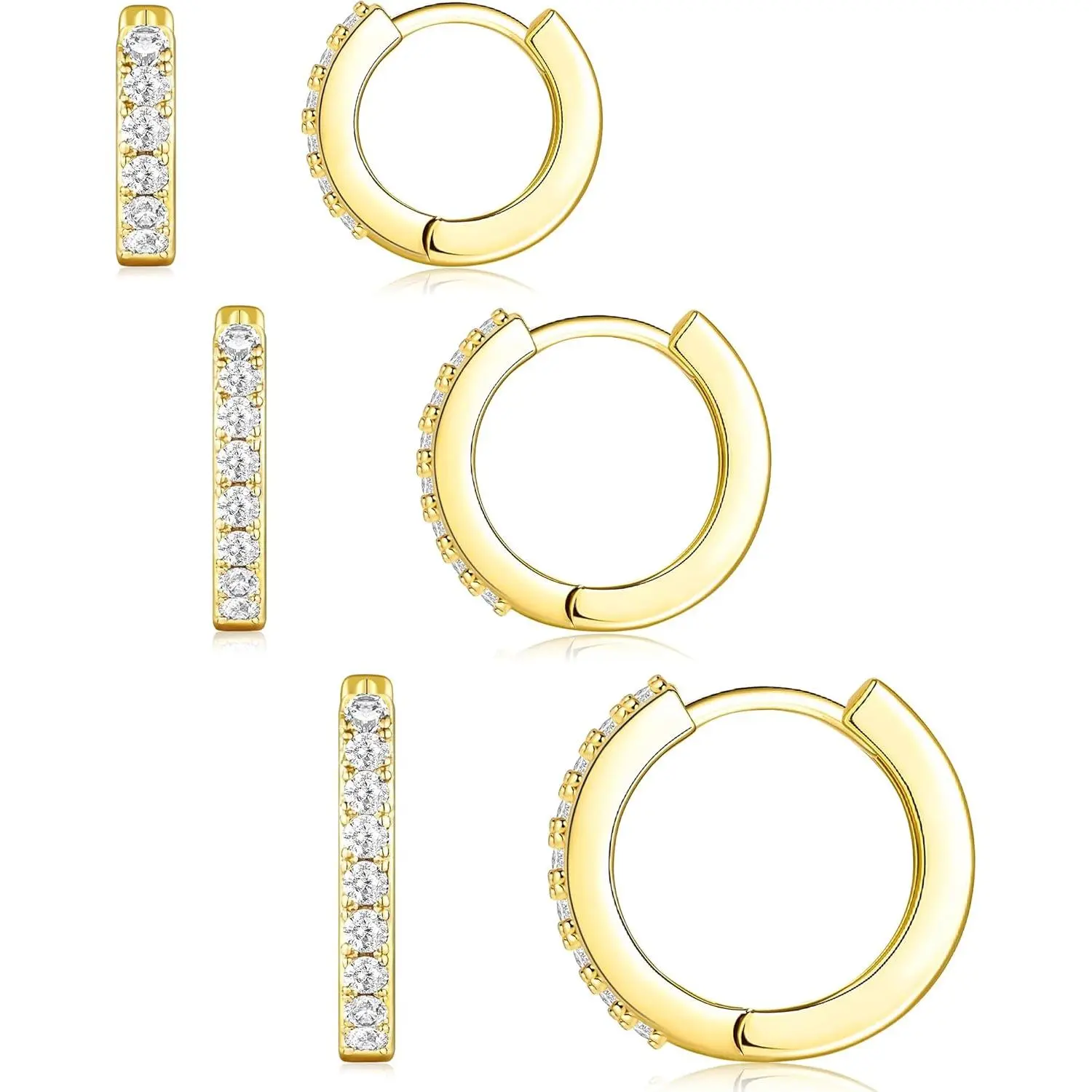 Gold-cz hoops 8 10 12