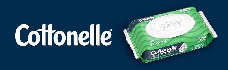 Cottonelle GentlePlus Flushable Wet Wipes with Aloe & Vitamin E, 4 Flip-Top Packs, 42 Wipes Per Pack (168 Total Wipes), Packaging May Vary