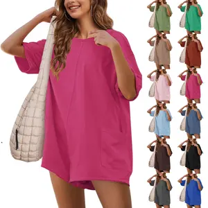 Tanming Womens Reversible Rompers basic and contrast stitch  Casual Oversized Athletic Jumpsuits Overalls Workout Hot Shot Tee Romper