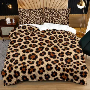 Classic Leopard Print Boho Chic Duvet Cover Set, 2/3 Pcs Light Luxury Vintage Bedding Set for Bedroom, Guest House, Hotel & Dorm, Perfect Housewarming/Birthday/Christmas Gift (No Comforter)