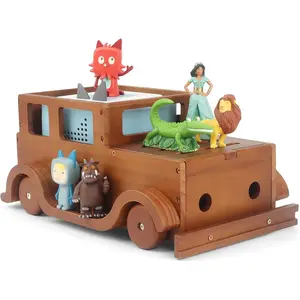 [Summer Special]Storage & Play Car Shelf for Toniebox 2/1 Tonie Figures Characters Storage,Magnetic for Creative Tonie Box, Wooden Magnetic Shelf for Kids