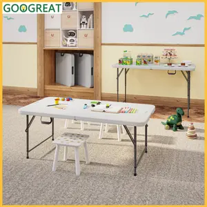 [GOOGREAT] Kitchen Table, Table Techni Home 4 FT Granite White Adjustable Height Folding Table With Easy-Carry Handle