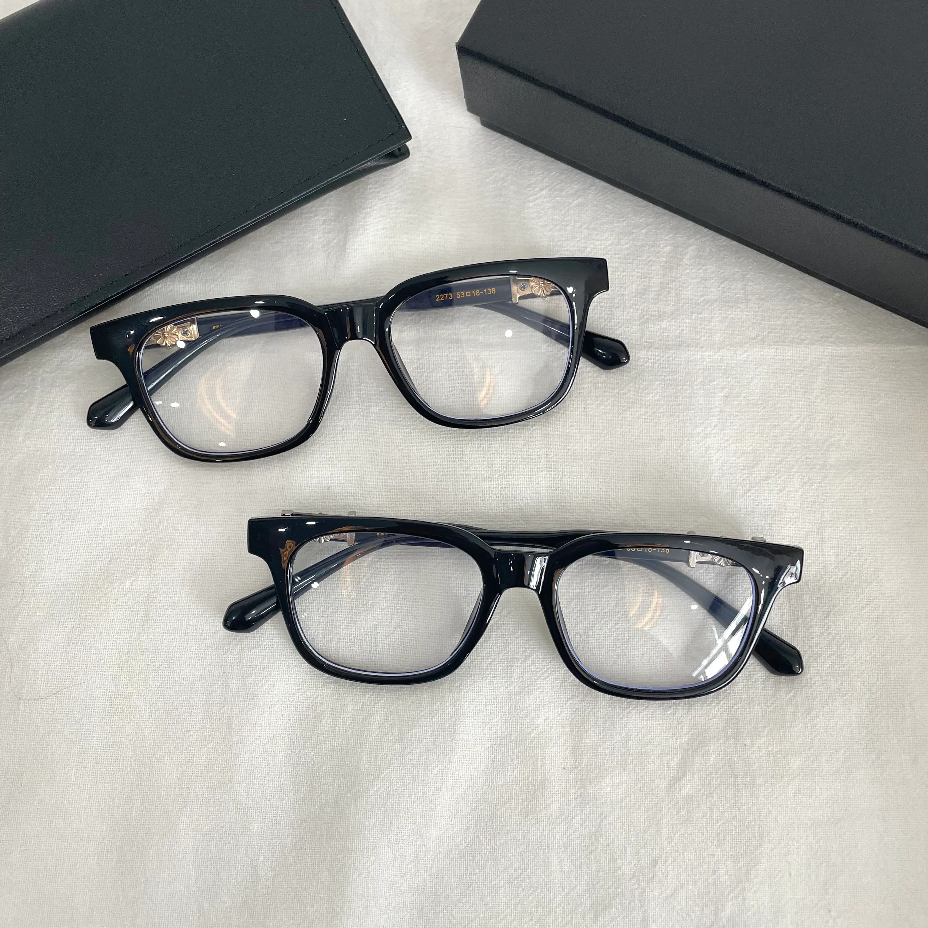 Unisex Black Square Glossy Full-Rim Non-Prescription Eyewear - Blue Light Blocking Clear Lenses, Office Fashion Accessory Frames