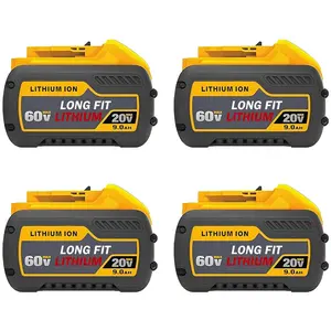 4PACK For Dewalt DCB609 Replacement Battery 20V/60V MAX FLEXVOLT lithium battery 9Ah DCB609 DCB606 handware LONG FIT