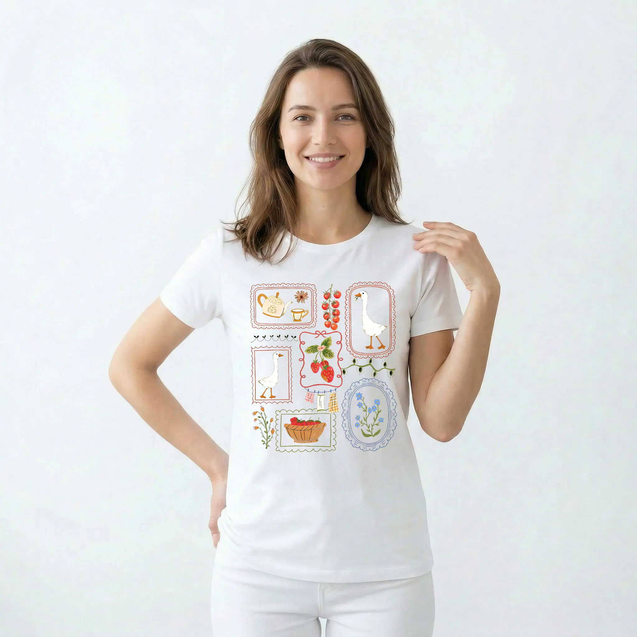 Cottagecore Shirt, Goose Shirt, Gardening Shirt, Summer Spring Shirt, Gift for Her graphic t-shirt casual classic graphic tee day unique art tee casual top america misa vintageboutique tees,printed tee,Casual Street tee