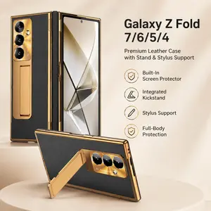 Protective Case for Galaxy Z Fold7/6/5/4, Premium Colorful Cover with Built-In Screen Protector, Stand, Stylus Support Bracket & Anti-Fall Design military drop protection heavy duty shockproof phone case anti-drop full body protective cover full-body