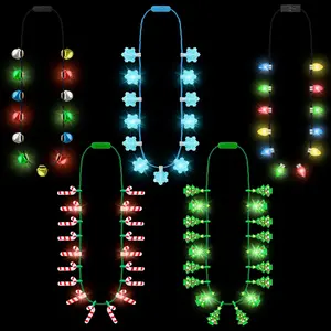 20 Pack Christmas LED Necklace Lights, Bulk 5 Styles Bulbs Xmas Decorations, 3 Modes Christmas Necklace Supplies, Xmas Party Favors for Ugly Christmas New Year Eve Party Supplies