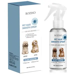 Rozino Pet Hair Smooth Spray for Cats & Dogs - 100ml Coconut Essence & Oil Formula for Deep Nourishment & Luster Enhancement - No Pungent Smell - Portable & Safe for Dry & Split Hair - Enhances Hair Smoothness & Reduces Frizz