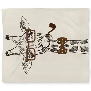 Begin Home Decor C1DCKSW0JRNU33 Funny Giraffe with Pipe King Size Duvet Cover - Home Decor Illustrative