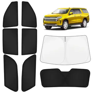 Canvcle Car Window Shades for Chevy Suburban/GMC Yukon XL 2021-2025 2026 Windshield Sun Shade Side Window Cover UV Block Privacy Protection Accessories for Camping Blackout Rear Back Full Set 8PCS
