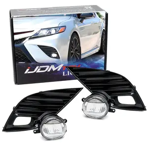 iJDMTOY JDM Style 15W LED Fog Light Kit For 2018-2020 Toyota Camry SE & XSE, Includes (2) LED Fog Lamps, Gloss Black Bezel Covers & On/Off Switch Relay Wiring Harness