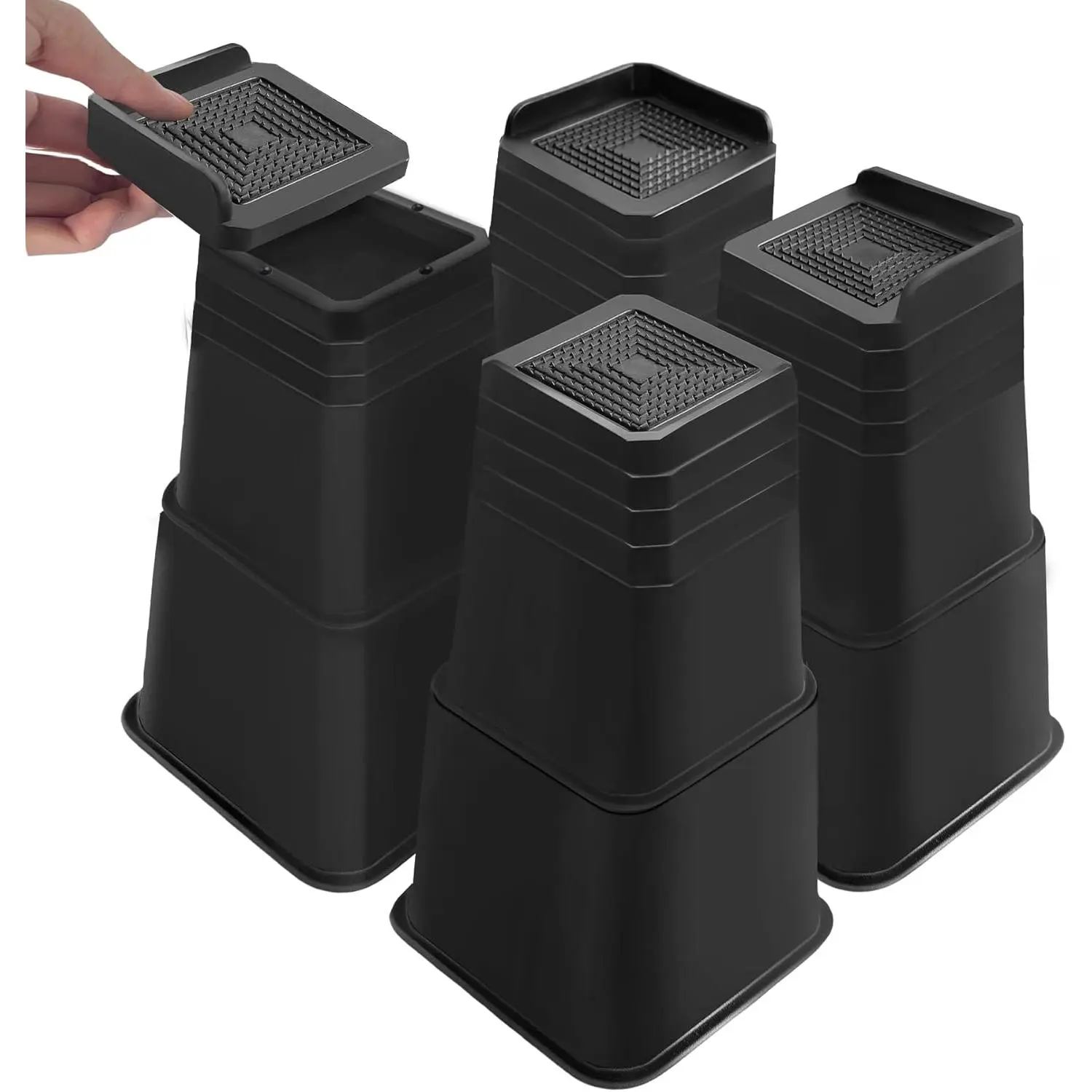 Bed Risers 12 inch Heavy Duty,  Furniture Risers Support up to 6,000 Lbs for Sofa Table Couch Chair  Frame Dorm (4 Pack, Black, 12 inch)