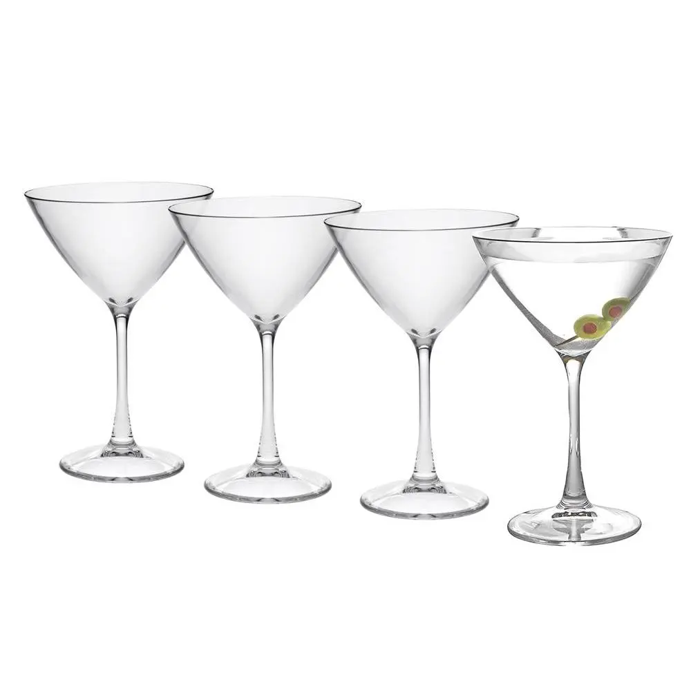 212 MAIN Unbreakable Tritan Plastic Martini Glasses - 9oz, 4-Piece Set, Martini Shape, Kitchenware & Bar Utensils, Four Pieces