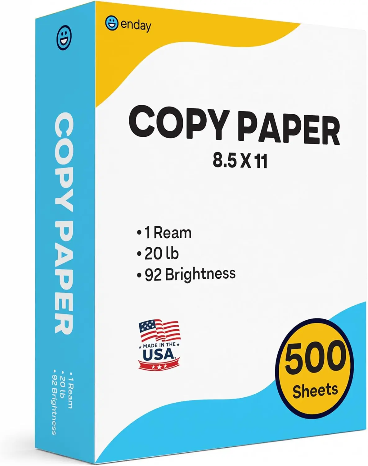 Printer Paper - 8.5 x 11 White Letter Size Copy Paper, 1 Ream 500 Sheets 20 lb, Standard Copy Paper for Printing, Drawing & Writing, Computer Paper Office Supplies, By Enday