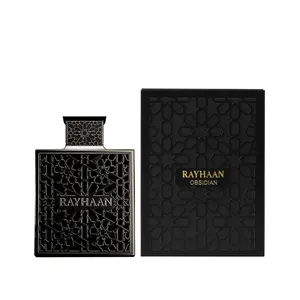 Rayhaan Obsidian Eau de Parfum 3.4 oz | Woody Spicy Men's Fragrance with Iris, Sueded Leather, Oud & Sandalwood | Long-Lasting Masculine Perfume