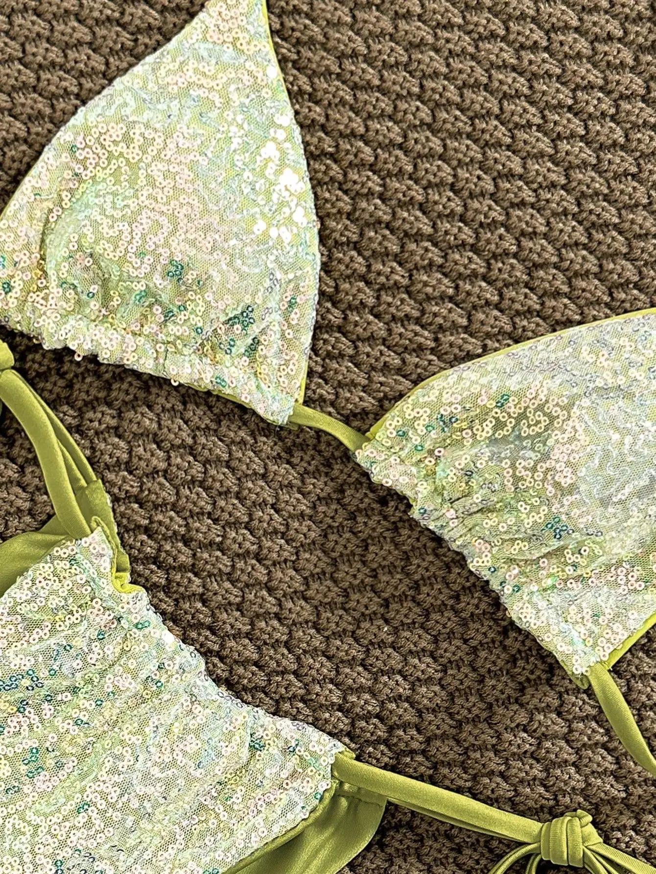Fresh floral green bikini set