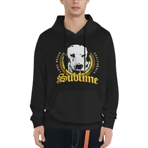 Sublime - Lou Dog 1 Print Hoodie, Casual Polyester Knit Fabric Pullover, Loose Fit, with Kangaroo Pocket