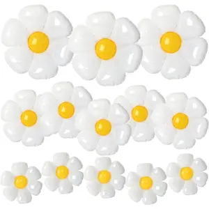 NOVWANG Daisy Balloons, 18pcs White Daisy Flower Balloons Party Decorations for Birthday Wedding Baby Shower Party Decorations Supplies(Huge Balloon X 3, Medium X 5, Small X 10)