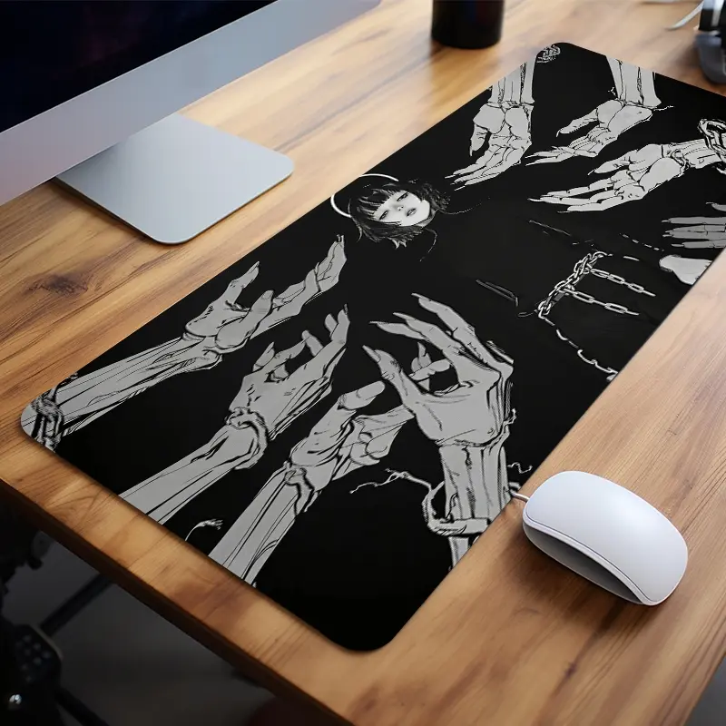 Extra Large Gothic Skeleton Hands Dark Art Mouse Pad Black White Gaming Desk Mat 35x16 Inch Computer Keyboard Mousepad with Non-Slip Rubber Base Durable Stitched Edge Perfect Gift for Home and Office Gaming Desk Accessory