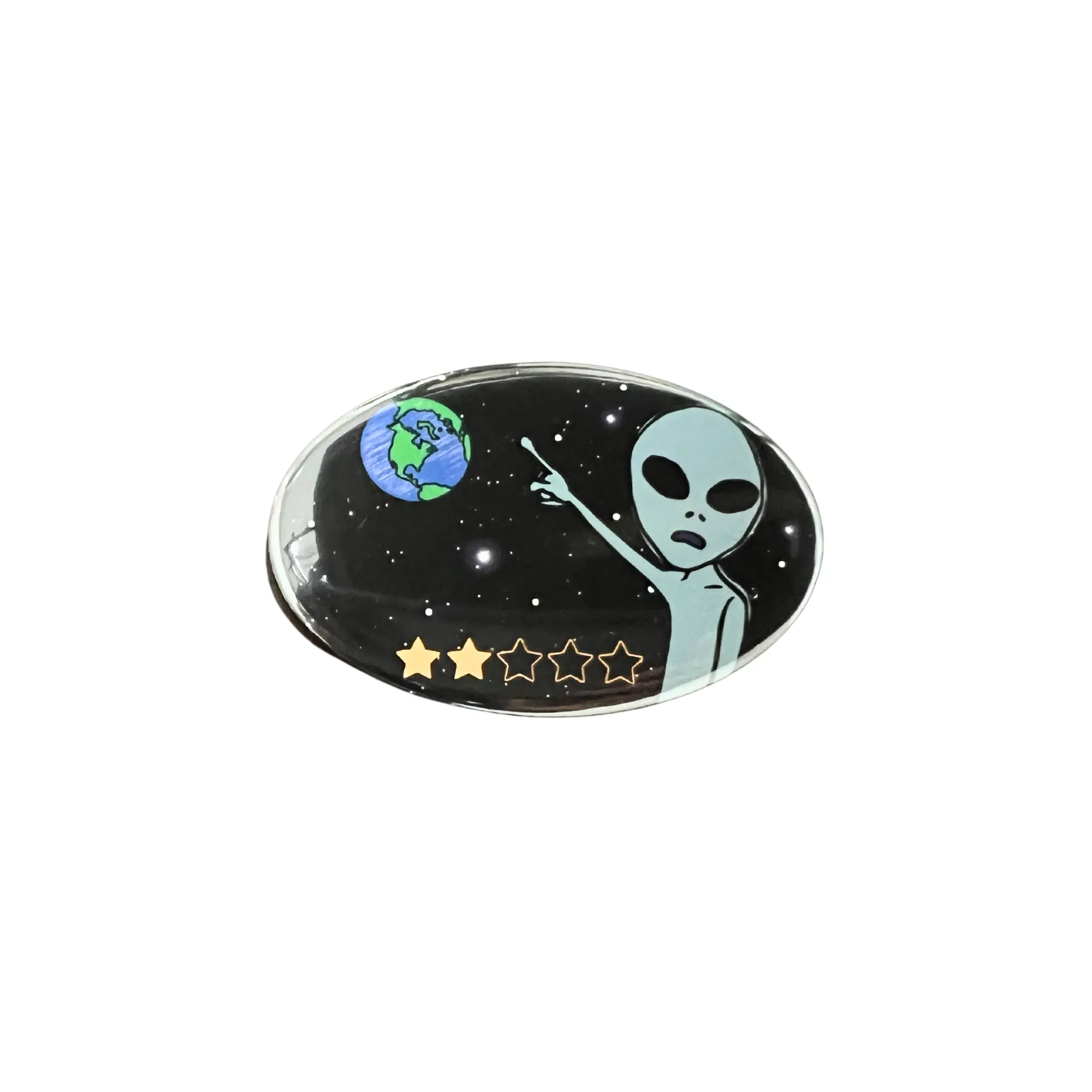 2 Out Of 5 Stars Oval Shaped Pin-back Button 2.6"x1.8"