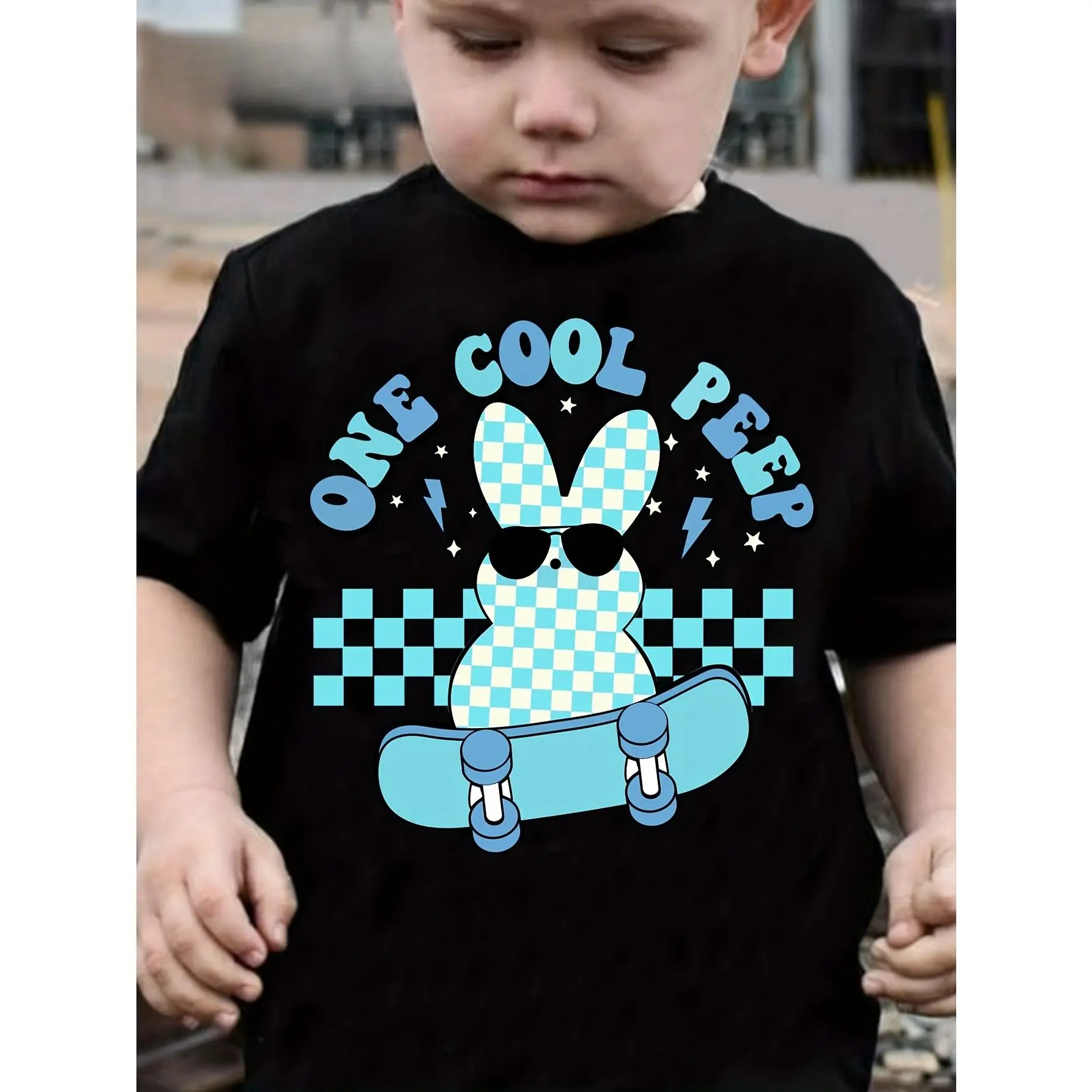 Slight Cotton Easter Boy T-Shirt for Tween Boys - TX1373, 1 Cool Peep Skateboard Rabbit Print, Trendy Novelty Kids' Top