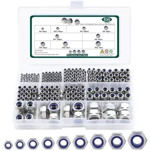 Metric Lock Nut Assortment Kit, 530counts Nylon Insert Lock Nuts Set, 304 Stainless Steel Standard Thread Nylock Nuts for Bolt M2 M2.5 M3 M4 M5 M6 M8 M10 M12, Hex Lock Nuts Assortment Kitgiftgift