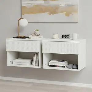 2pcs Floating Nightstands with Drawer,Free Combination DIY Bedside Table,End Table with Open Shelf and Drawer for Bedroom,Bathroom,Kitchen,Easy to assemble