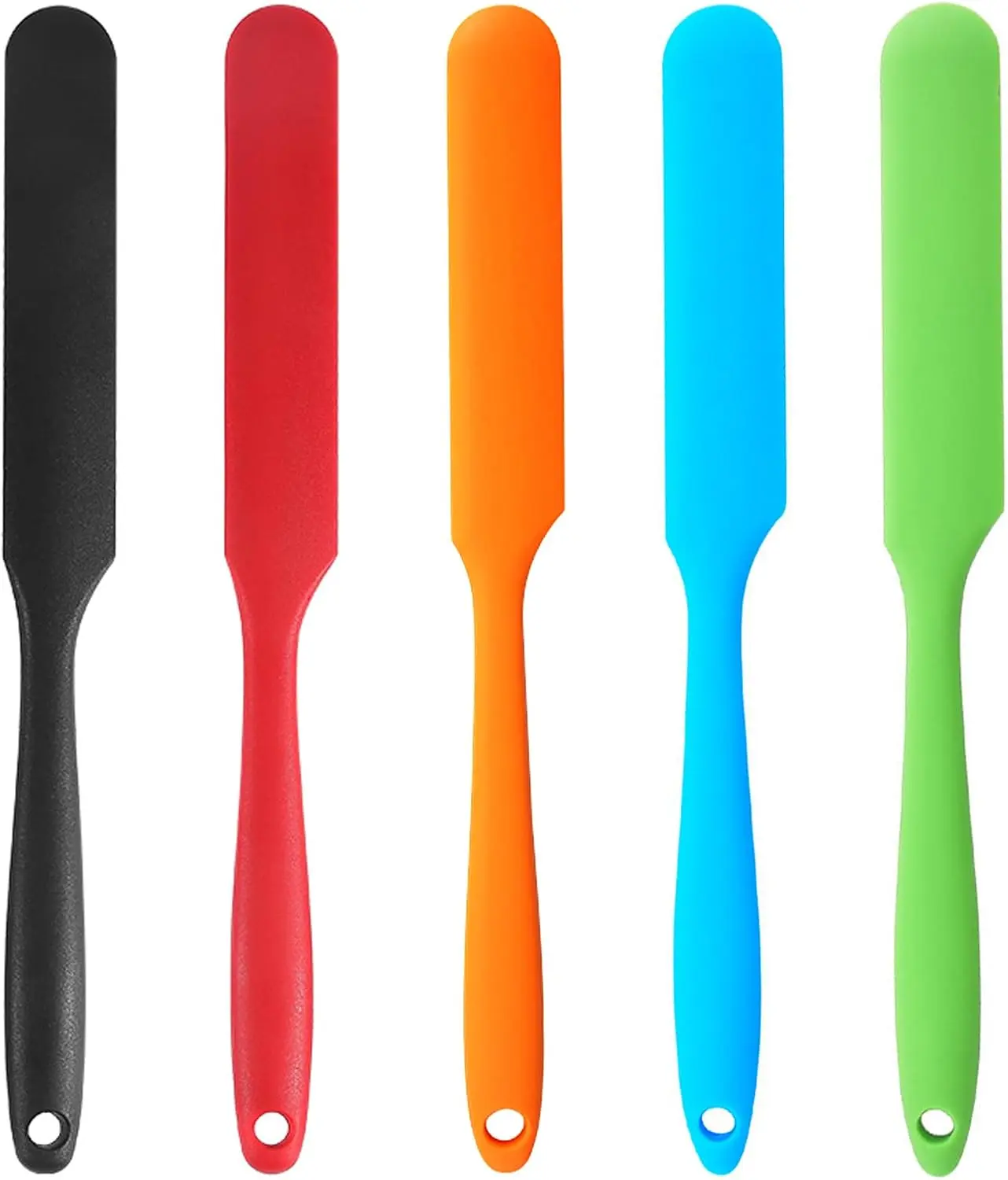 5-Piece Silicone Jar Spatula Utensil Set - Long-Handle Jar Scraper Spurtle, Nonstick Heat-Resistant Buttercream Spatulas, Bakeware for Cake Cream, Baking Utensils Supplies, Home Baking Supplies