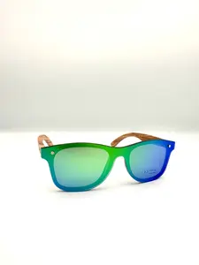 Chiguana Key West UV400 Wooden Sunglasses | Blue/Green Mirror Lens
