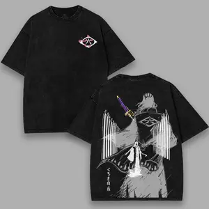 Byakuya Bleach Washed Tee, Vintage Anime Graphic T-shirt, Unisex Cotton Loose-Fit men's t shirts, Gift for Anime Bleach Knitwear  Tops Bleach Fan Merch Summer Fabric Tops