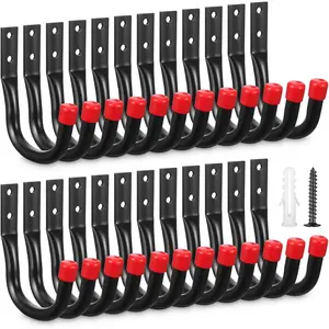 24 Pack Garage Hooks Heavy Duty, 3.5" Garage Wall Hook with EVA Pads, 100LBS Load Capacity Hooks for  Bikes, Kayak Folding Chairs and Ladders