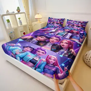 Kpop Girl Group Starlight Stage Bed Sheet Set, Includes 2 Coreless Pillowcases, Cool Idol Style, Soft and Skin-Friendly