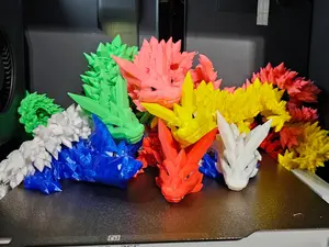 Large Crystal Dragon Articulated 3D Printed Figurine - Perfect for Display on a Desk or Shelf Plastic Decor
