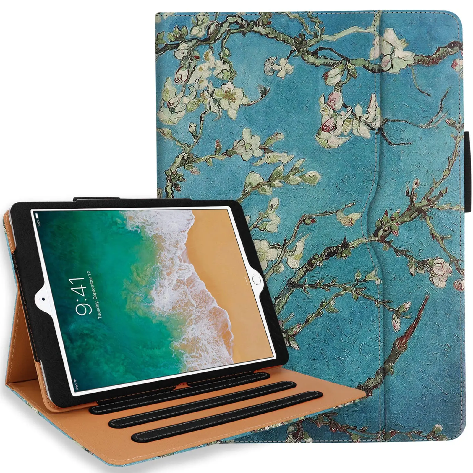 For iPad 5th 6th Generation Case with Hand Strap - Apple iPad 9.7 inch 2018 2017 Cover - Multi-Angle Stand, Auto Sleep Wake - A1822 A1823 MR7F2LL/A MR7F2LL/A