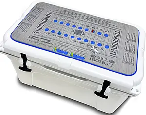 Yeti Cooler Pad Dice Football-Top fits Yeti Tundra Cooler Lid-Grey/Blue Mat. Easy peel and stick application. 3M Adhesive