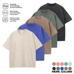 Oversized Tshirts Unisex Gym Vintage Heavyweight T Shirts Cotton Workout Acid Wash Baggy Tees Quick-Dry Moisture-Wicking Crew