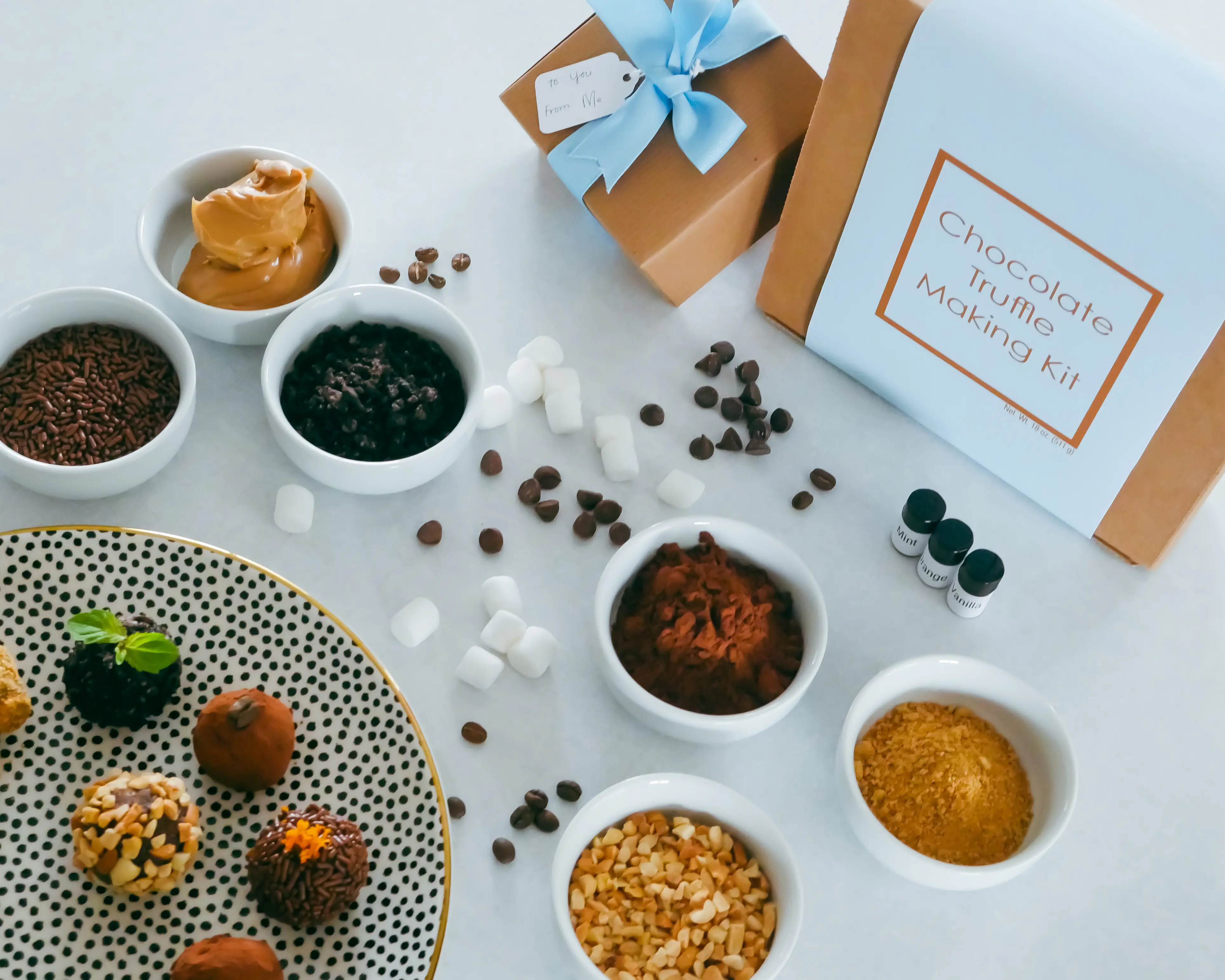 Chocolate Truffle Making Kit - Hand-Rolled Gourmet Truffles with 6 Recipes & Gift Box - Pre-Measured Ingredients for 18 Truffles - Easy to Make for All Ages