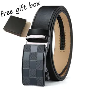 【Free Gift Box】Mens Leather Ratchet Belt cuttable Easy Release Adjustable Buckle No Hole Designer Belt for Business Casual Dress Father's Day Birthday Gift men accessories