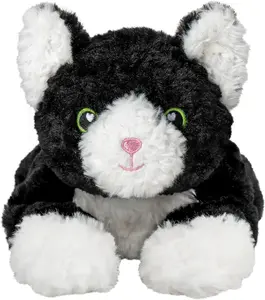 Tuxedo Cat Microwavable Stuffed Animal – 1.5 lb Unscented Heating Pad Plush, Soft Cozy Black & White Cat Toy for Relaxation and Comfort, Gift for Women, Girls, Adults & Kids by Happy Fuel