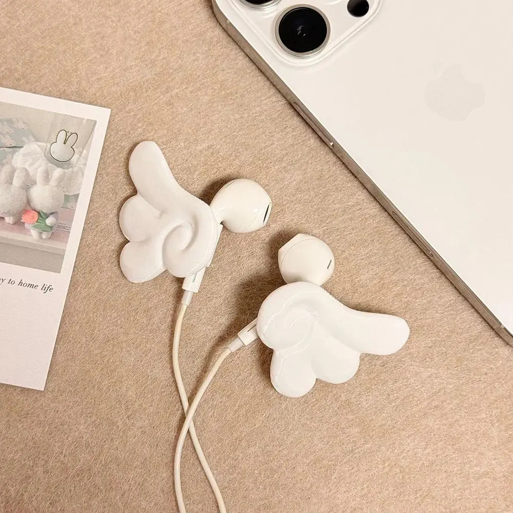 3D Printed Plastic Angel Wings Creative Kawaii DIY Decorative Accessories for Wired Earphones, Headphones