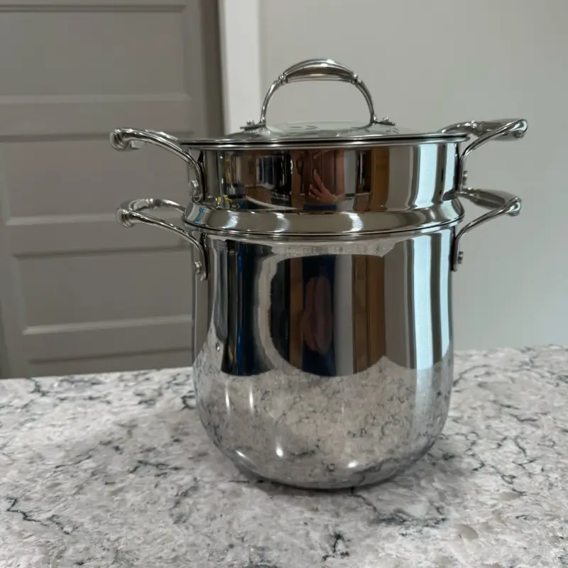 Olla vaporera con capacidad de 8QT TRI-PLY ACERO INOXIDABLE