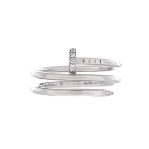 Pre-owned Cartier Juste un Clou Double Ring 18K White Gold and Diamonds Small by Rebag