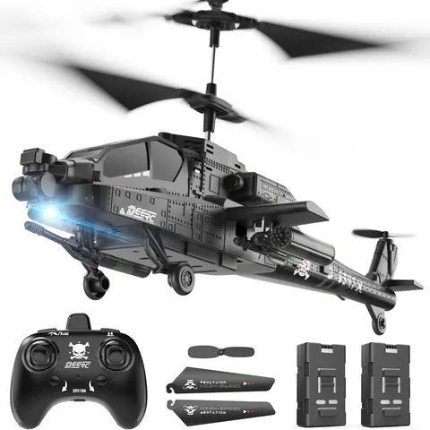 DEERC 2.4GHz Remote Controlled Helicopter (287g) - 1 RC Helicopter, RC Airplane, Kid Stuff for Boys, Beginners with LED Lights, Altitude Hold, 26 Mins Flight Time, 2 USB-C Rechargeable Batteries, Low Battery Warning, Durable Construction