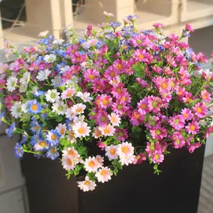 12 Bouquets Artificial Daisies Plastic Flowers Decorative Flowers Outdoor UV Resistant Fake Daisy Home Decor Window Box Garden Pots Indoor Outdoor Decoration