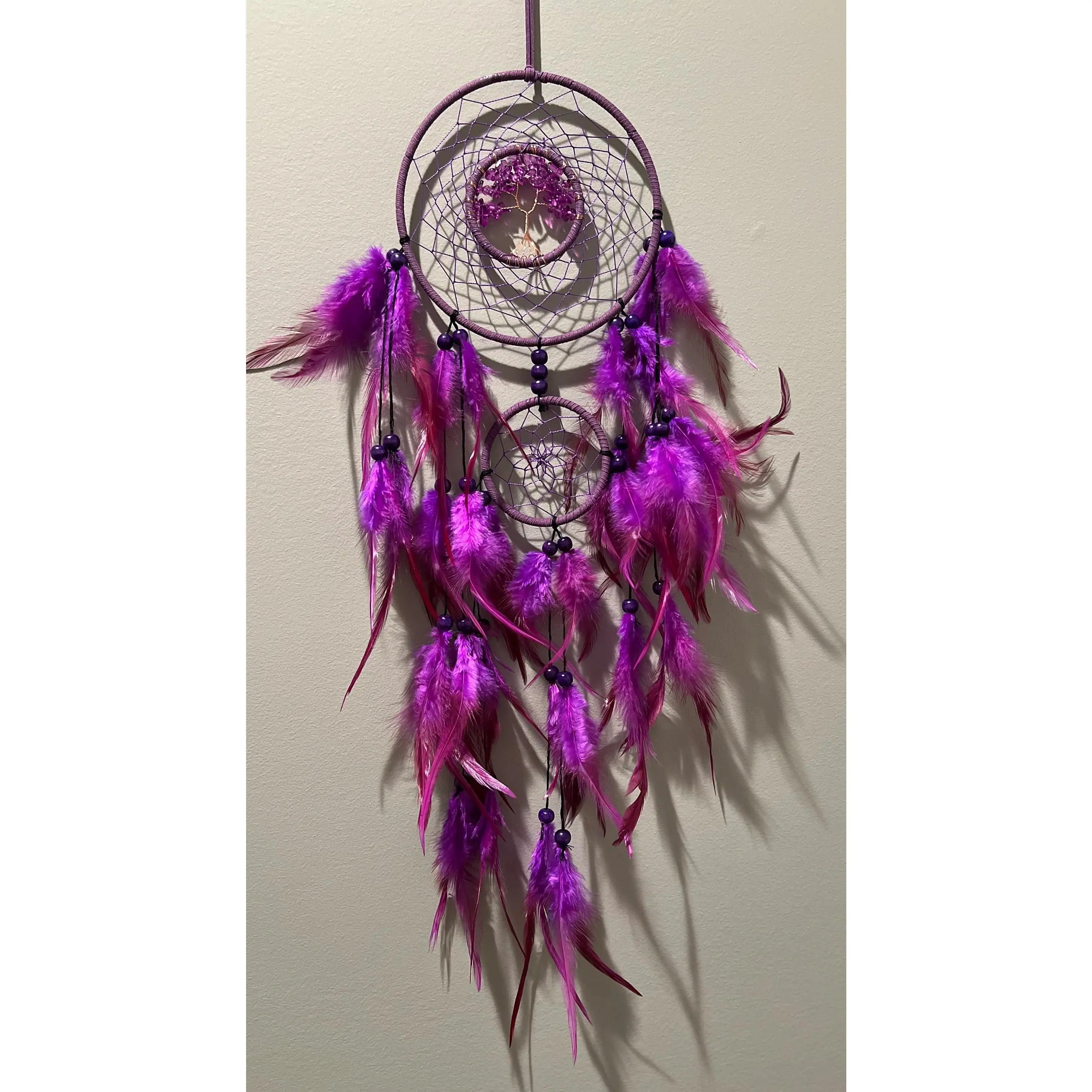 Activated Purple Tree Of Life Dream Catcher | Boho Wall Decor | Boho Feathers