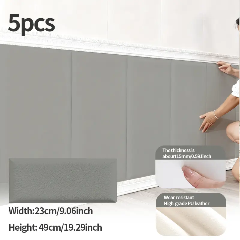 Self-Adhesive 3D Foam Wall Panel, Textured Wall Paper, Waterproof, Anti-Collision, Soundproof, Thick Design, Multiple Colors, Easy Bedroom Decoration