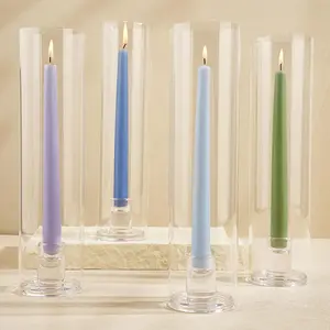 Candle Holder Thickened Cylinder Covers 4 Pcs Glass Tall Taper Candlestick Holders Centerpiece for Wedding Dining Table