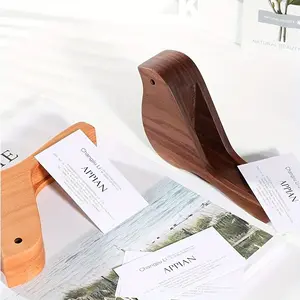 Wooden Bird Card Clip Cartoon Wooden Namecard Box Office Desk Postcard Holder Display Stand Suitable for Exhibition Office Showcase