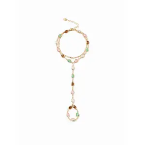 Cider OVAL RESIN LAYERED HAND CHAIN BRACELET